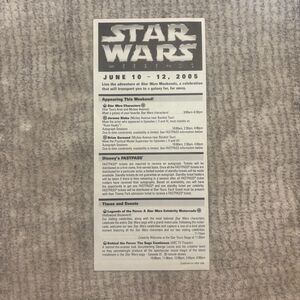 Star Wars Weekends June 10-12, 2005 Information Sheet